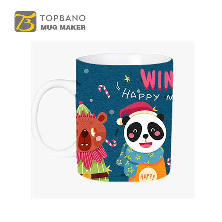 Lead-Free China Ceramic Christmas Mug Breakfast Milk Cup Decal Mug