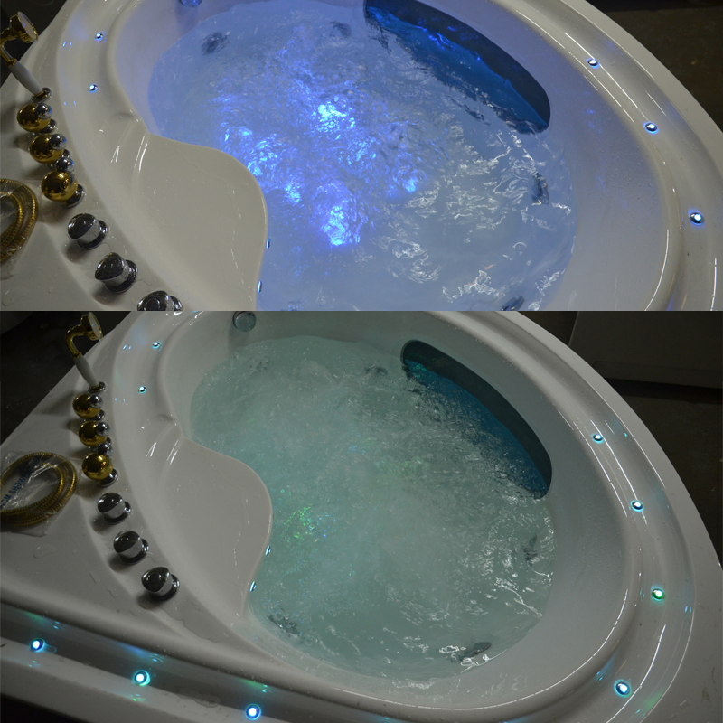 Угловая акриловая ванна с гидромассажем и подсветкой