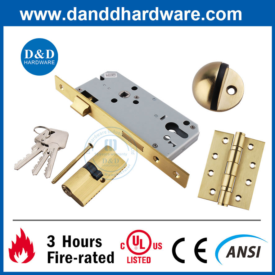 Metal Door Safety Double Cylinder Satin Brass Best Door Accessories