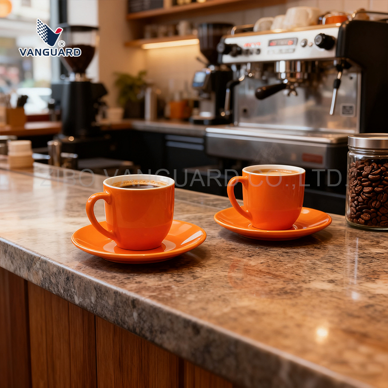 Фарфоровый кофейный набор с блюдцами, однотонный