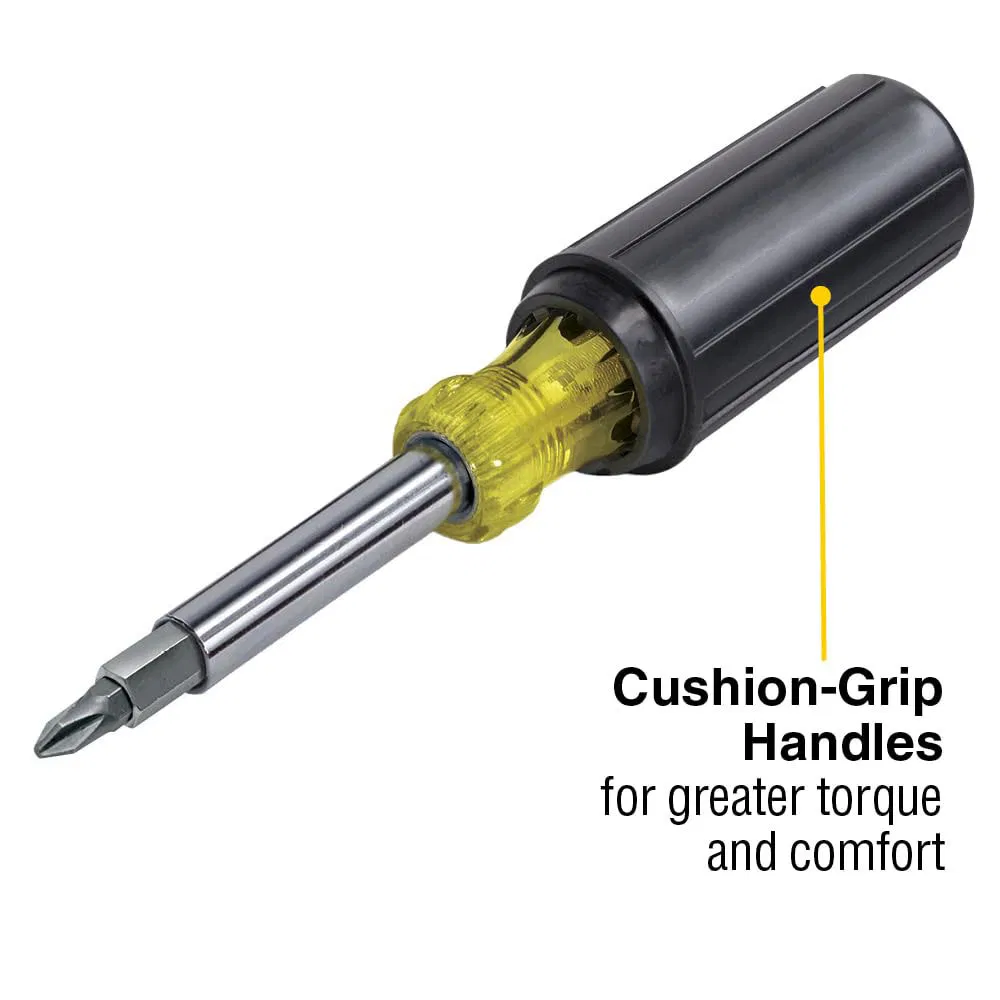 4 Drill Bits 11-in-1 Screwdriver/Nutdriver Set 8 Positions 3 Nutdriver Sizes Cushioned Grip