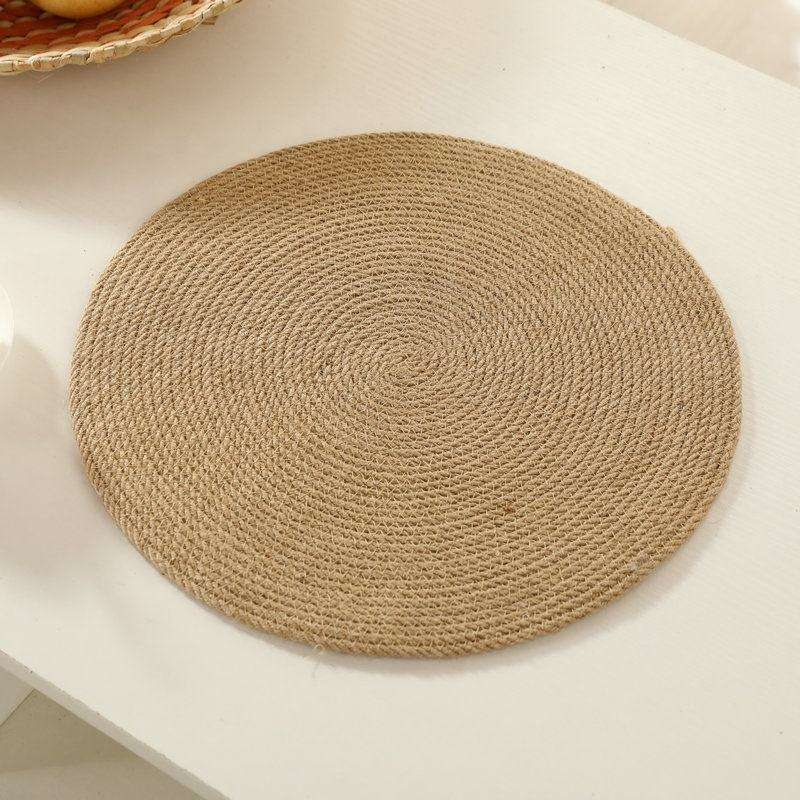 Classic Style Round Jute Placemat Heat Resistant Natural Woven Braided Table Placemats