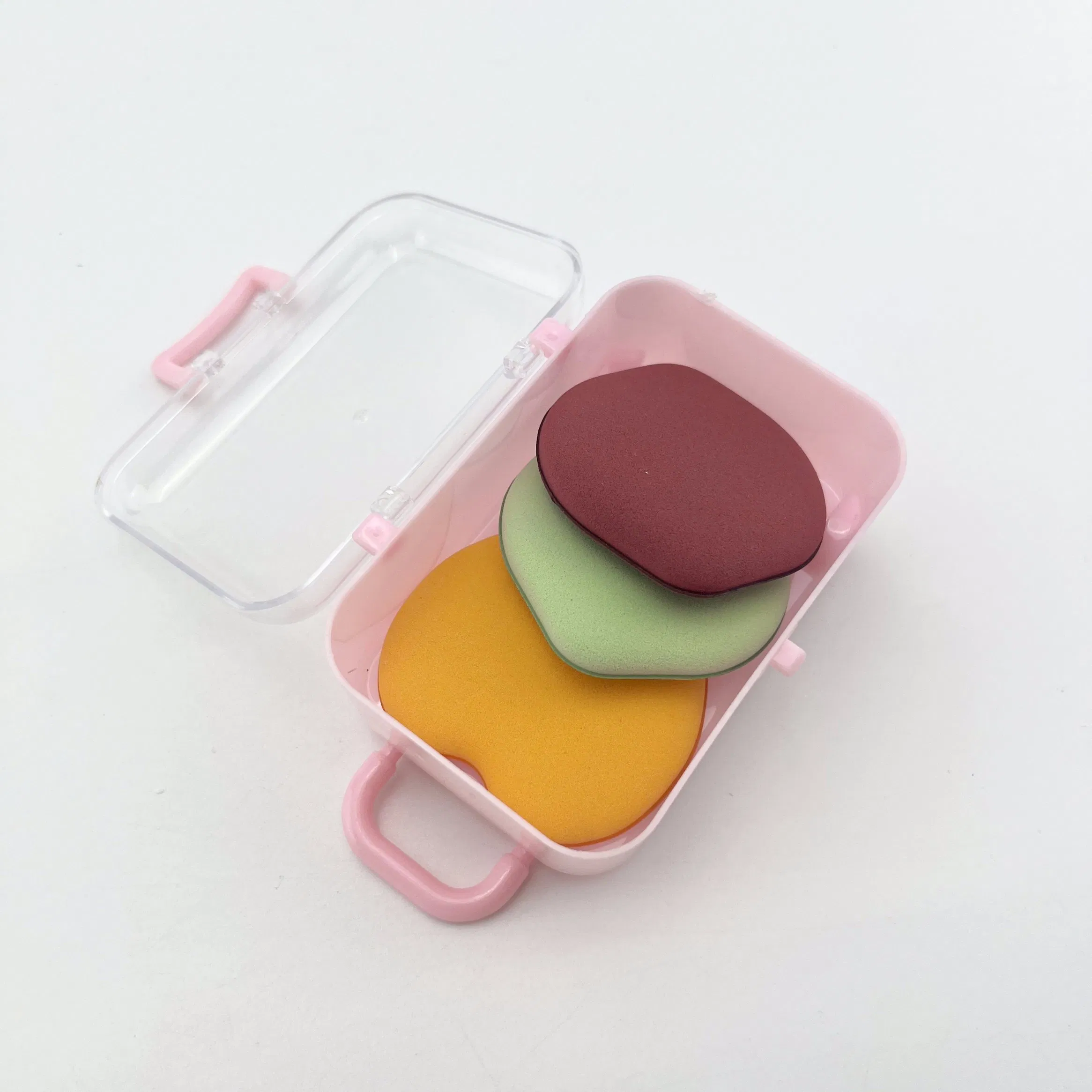 3PCS Set Durable Mini Finger Cosmetic Foundation Blending Puff Air Cushion Powder Puff with Plastic Box
