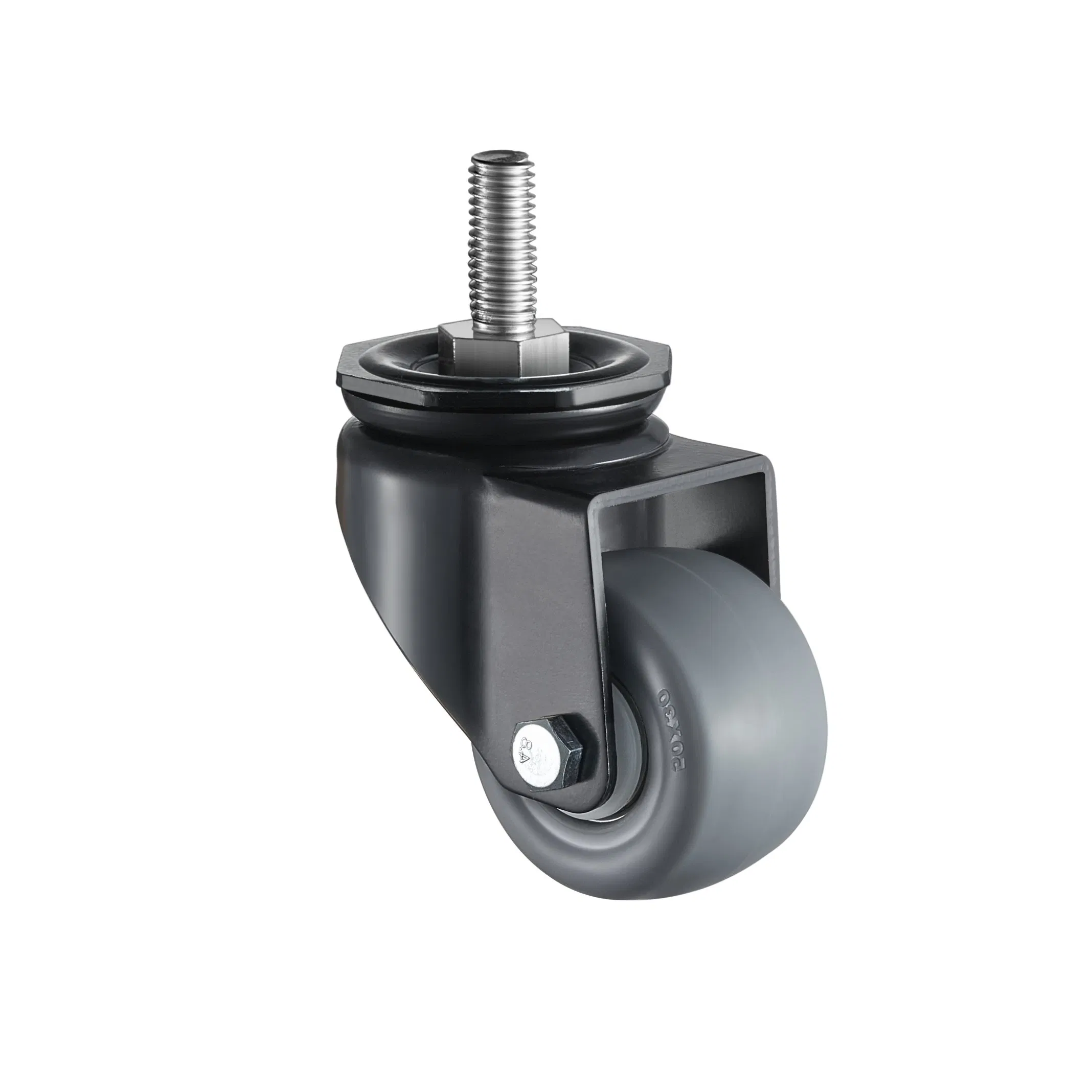 Gray Rubber Silent Casters for Office Chairs, Light Carts & Furniture - 40mm/50mm Elastic Wheels, Swivel/Fixed/Brake Types
