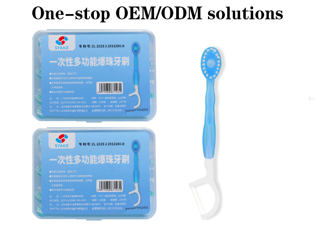 5 in 1 Disposable Toothbrush with Bursting Bead One Brush Technology Medium Bristle Convenient Dental Care Tool