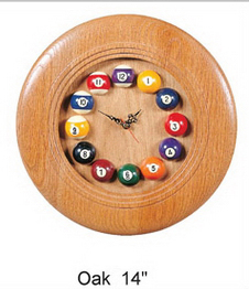 Wood Billiard Clock with Finish Stain