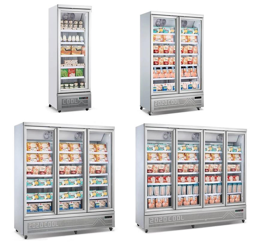 Supermarket Refrigerator Equipment Upright Display Glass Door Freezer