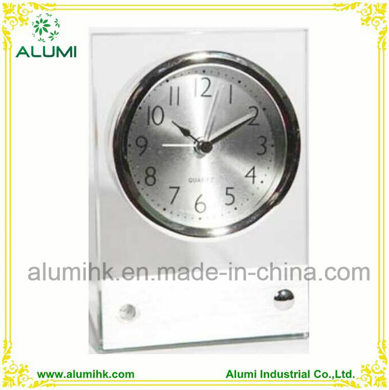 Table Clock Glass Body with Chrome Base Silent Alarm Clock