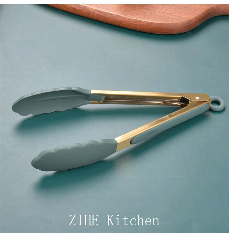 Titanium Coated Silicone Food Clip Blackish Green Food Tongs Barbecue Clip