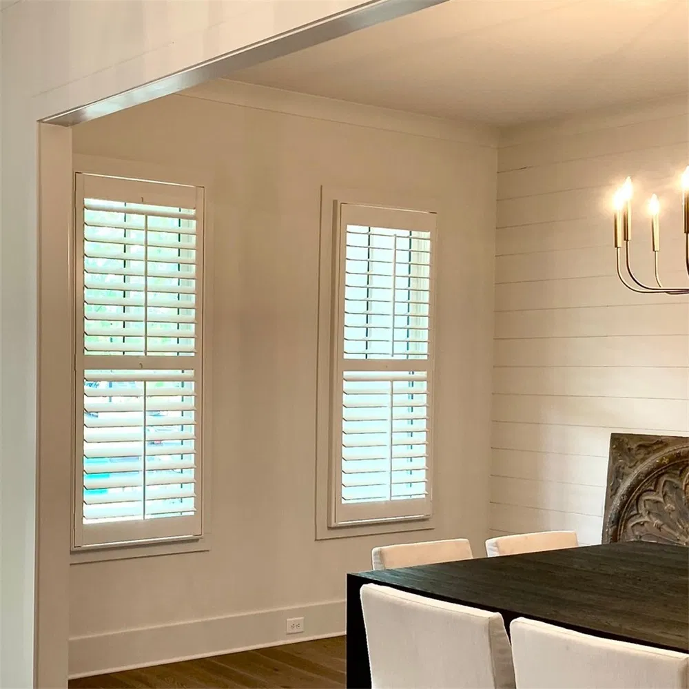 French Door Natural Wood Plantation Shutter for Luxury Door Option