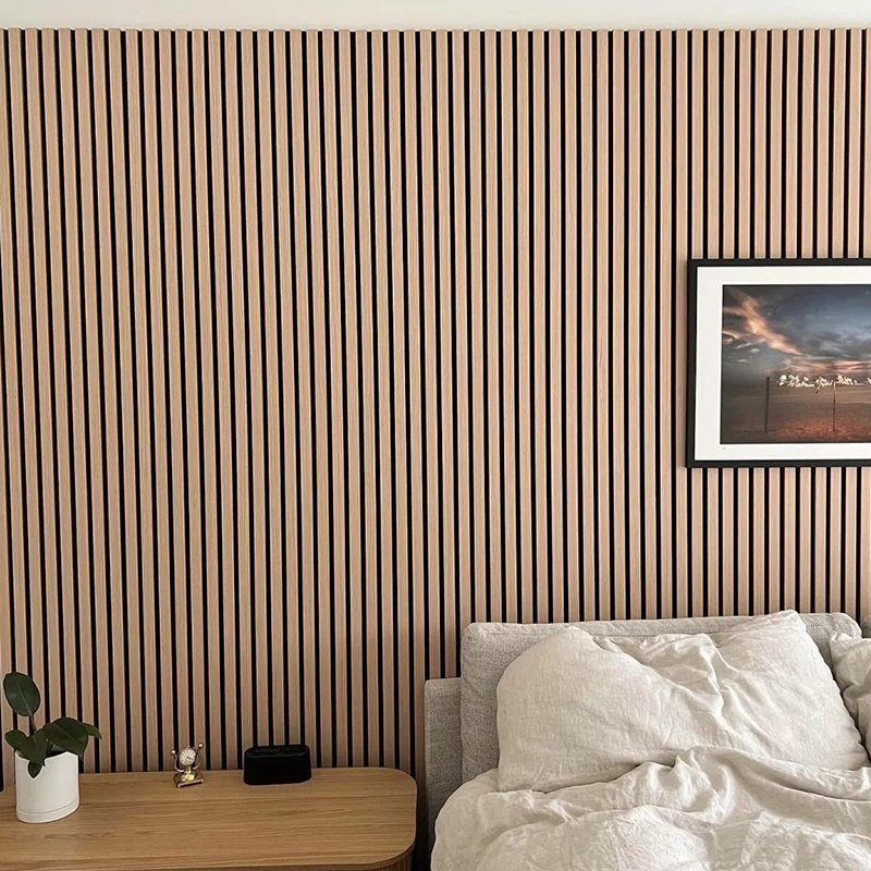 Natural Wood Grain Grid Acoustic Panel High-Performance Sound Absorption Wall Panel