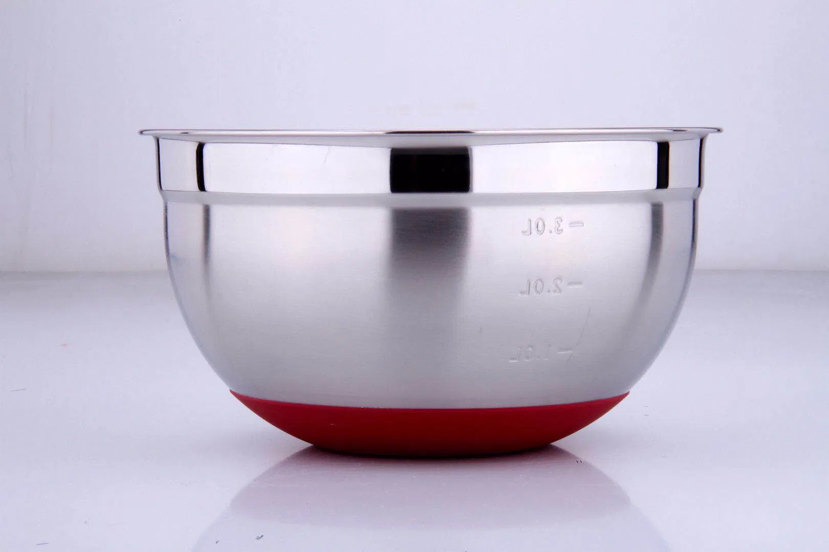 China Kitchenware Multi-Size Handle Plastic Glass Lid Silicone Stainless Steel Salad Bowl
