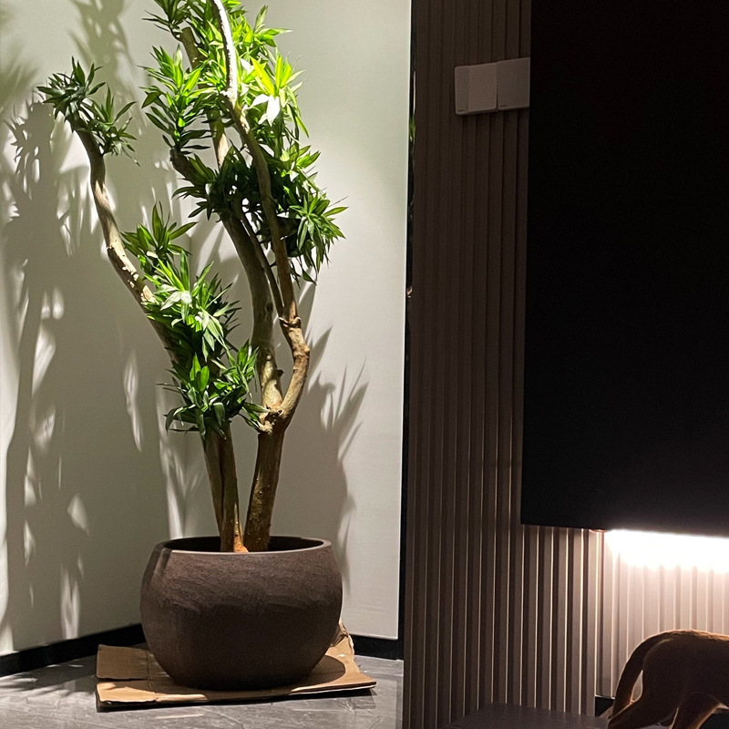 Горшки керамические глиняные фиолетовые большие напольные