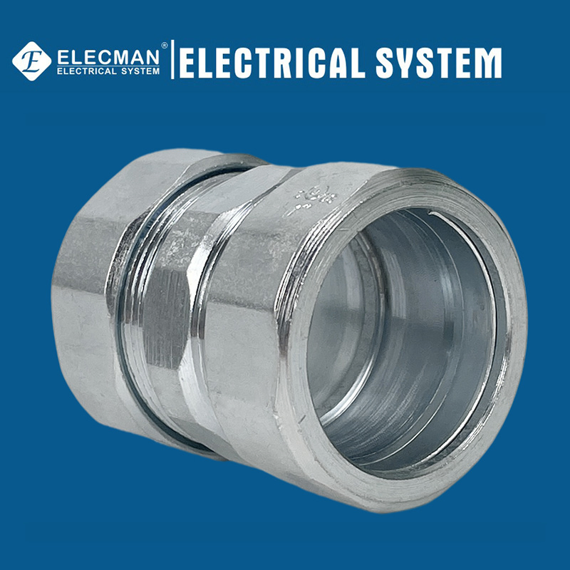 Zinc-Plated Straight IMC Connector Flexible Steel Compression Male Thread Electrical Rigid Coupling