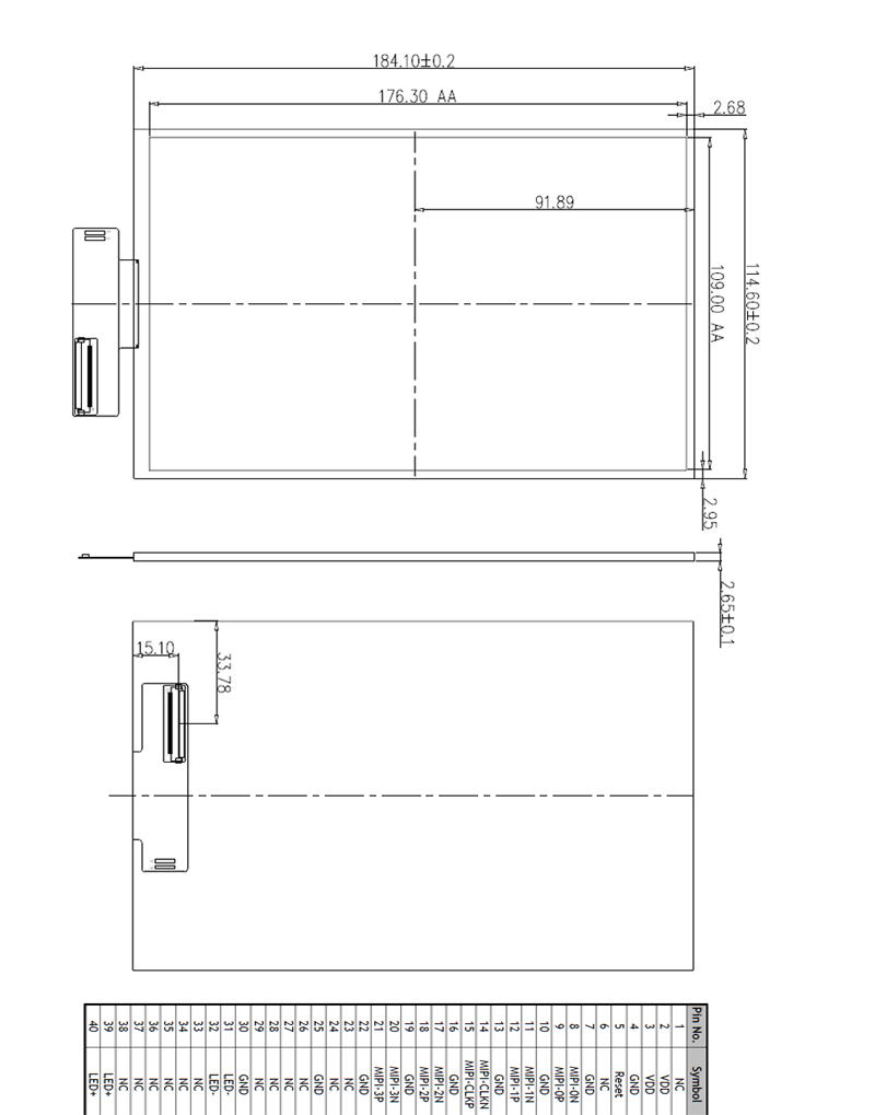 8-дюймовый TFT LCD модуль 800x1280 IPS, LVDS интерфейс