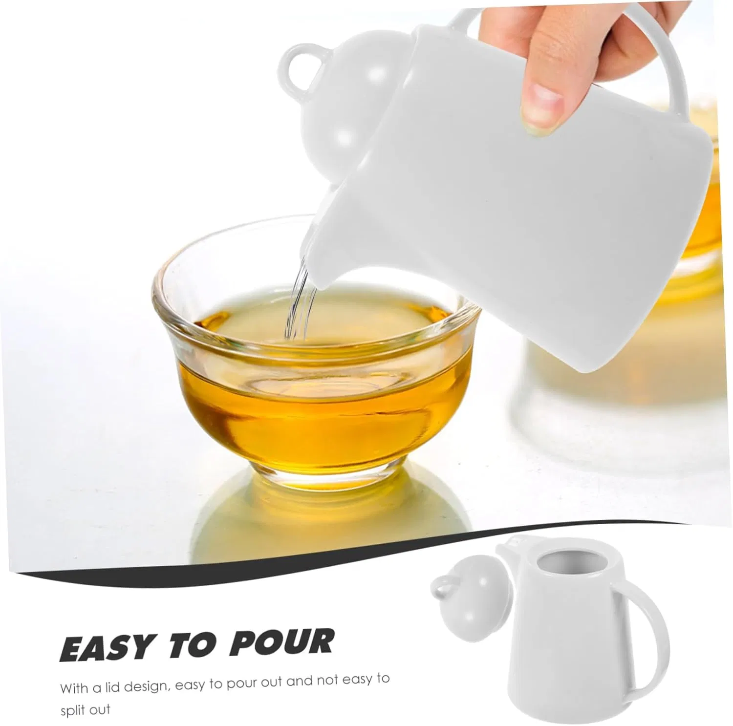 Handmade Big Handled White Black Ceramic Juice Jug