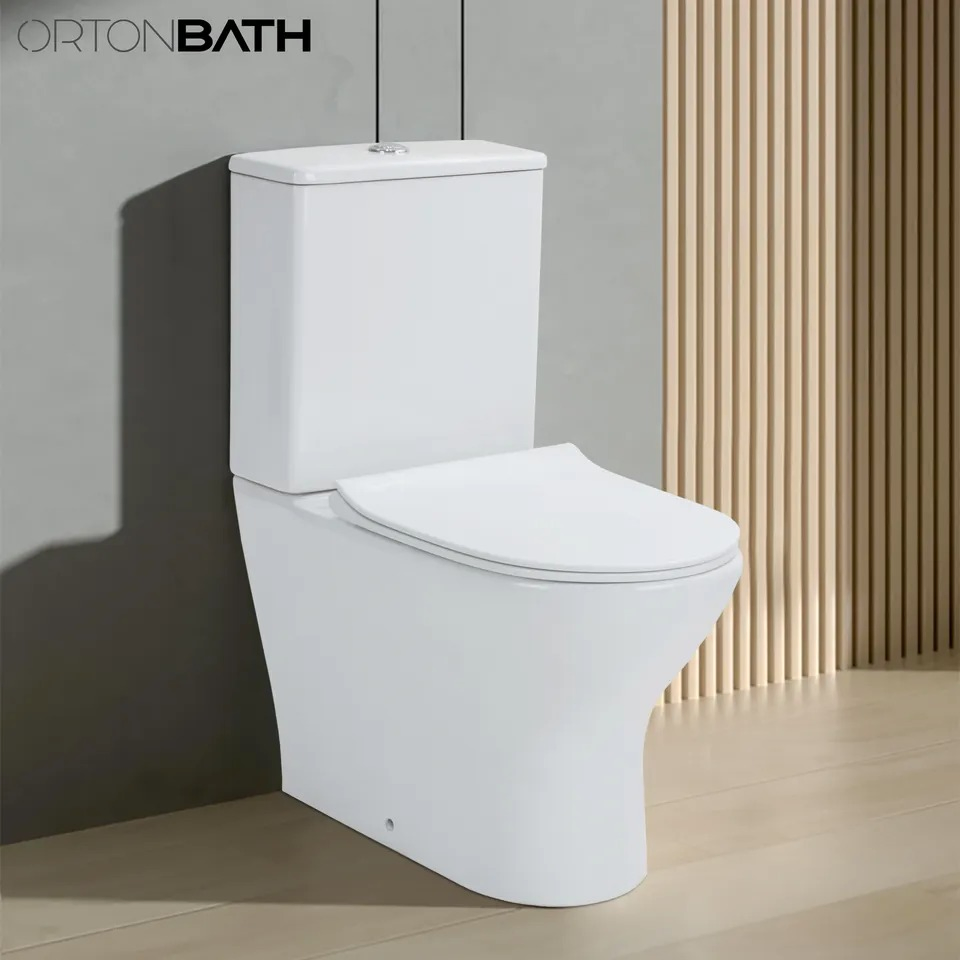 Ortonbath Fully Back to Wall Europe Dual Flush Toilet, Bathrooms Comfort Height Soft-Close Back to Wall Ceramica Toilet Bowl