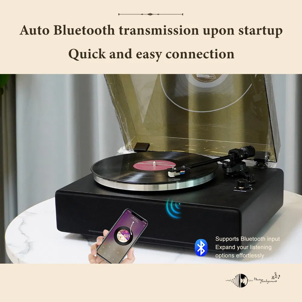 Modern Bluetooth Music Record Player Vinyl Turntable Record Player Three Speed Gramophone Phonograph