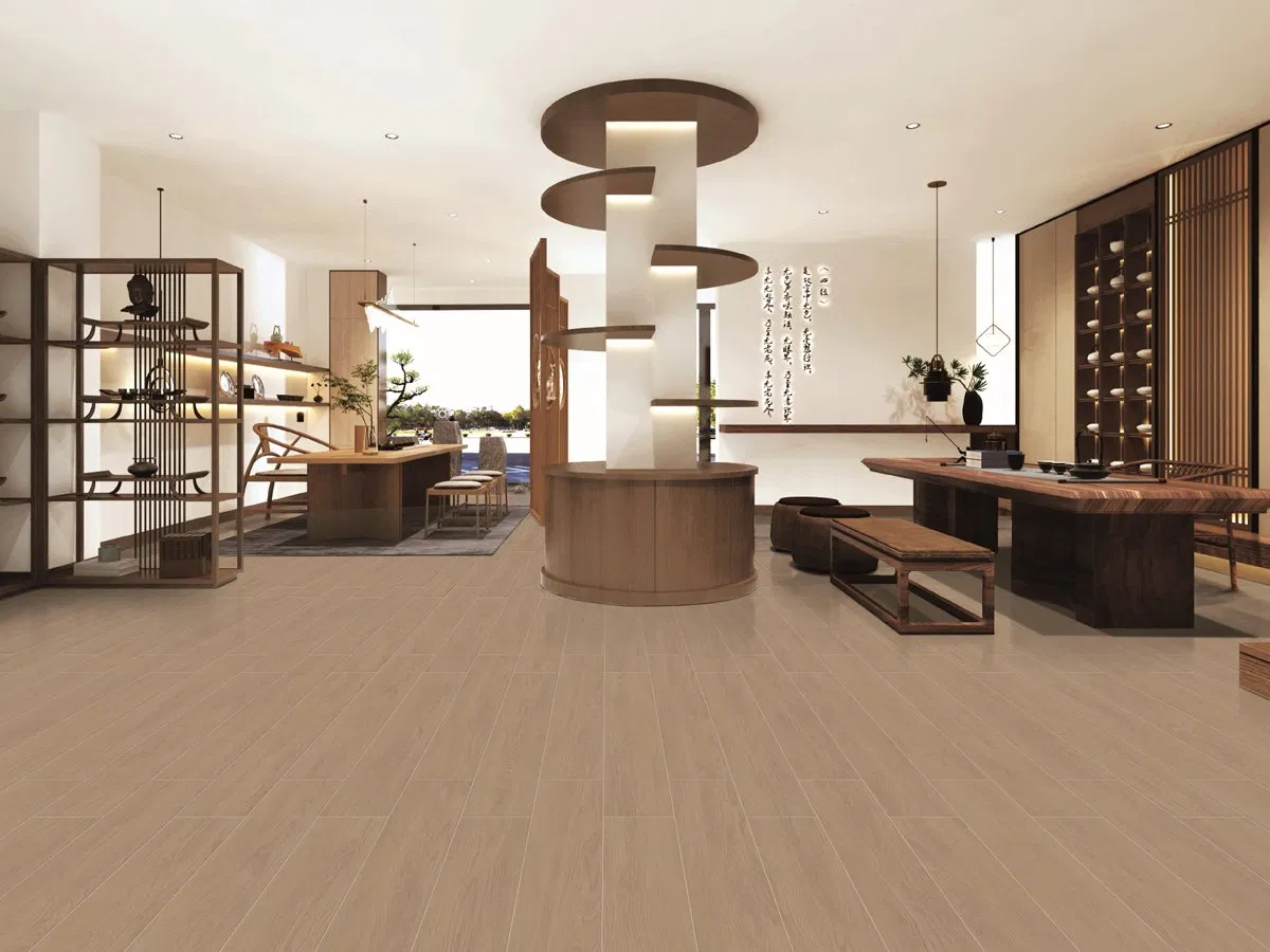 Brown Wood Looking Tile 200X1000mm Anti-Slide Rustic Ceramic Bamboo Porcelain Floor Wooden Tile