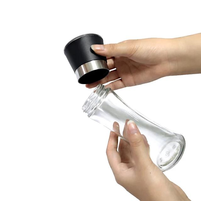 Wholesale Hot Sell Adjustable Manual Pepper Mill Glass Bottle Ceramic Core Stainless Steel Chili Salt and Pepper Grinder