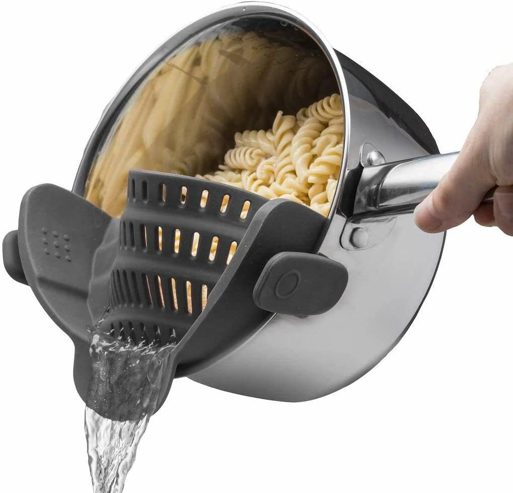 Adjustable Silicone Clip-on Colander Spaghetti Pasta Vegetables Strainer for Pots Pans Bowls