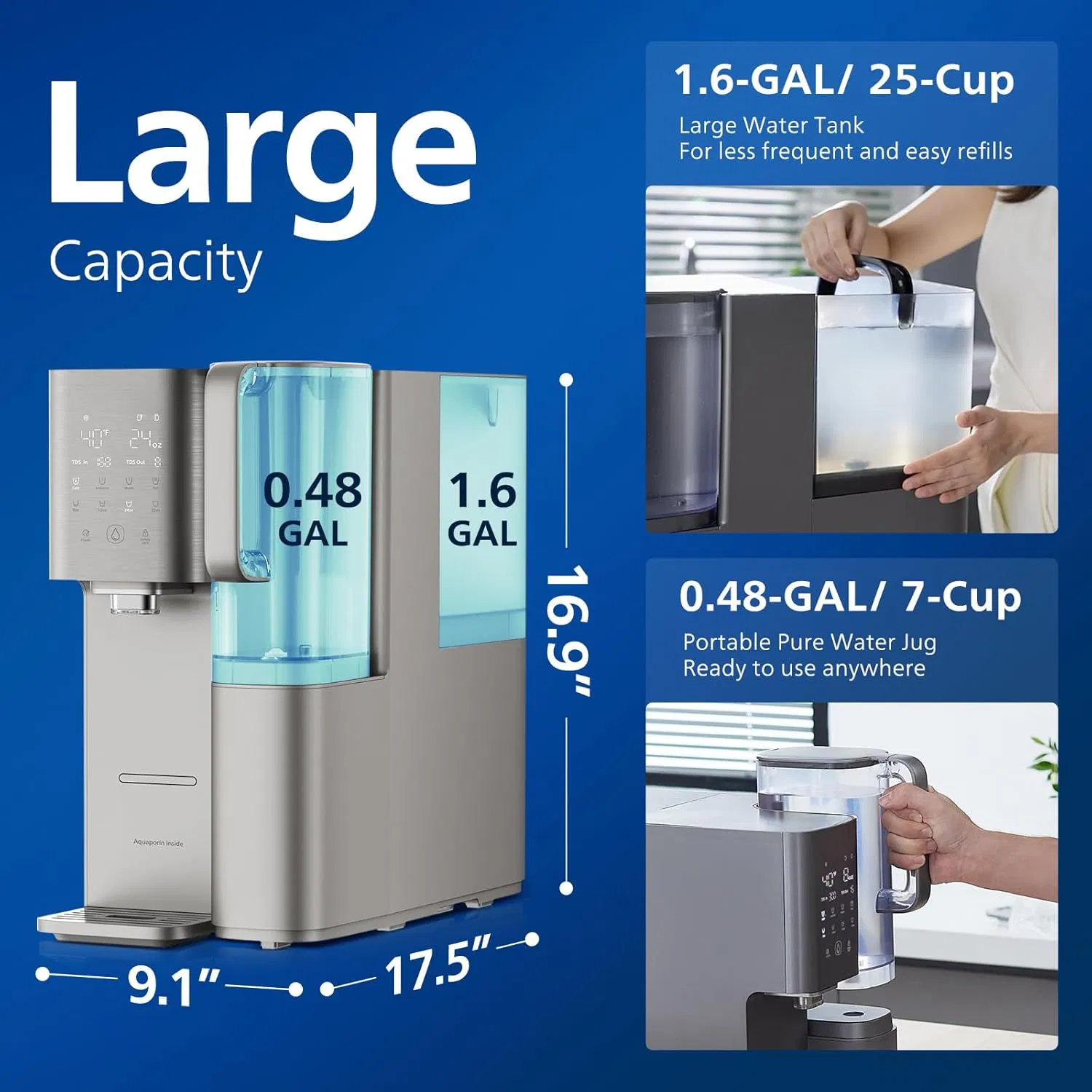 High Flow RO Membrane 2000L Filter Life Eco-Friendly Mineralized Drinking Water Dispenser