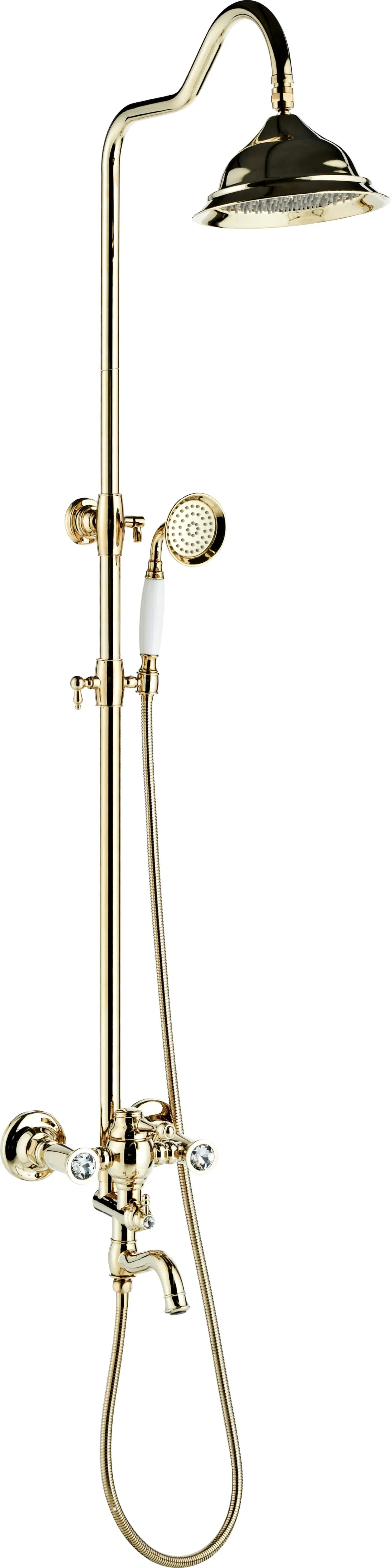 Rose Gold Bathroom Shower System Brass Wall Mount Rainfall Shower Head Mixer Faucets Set