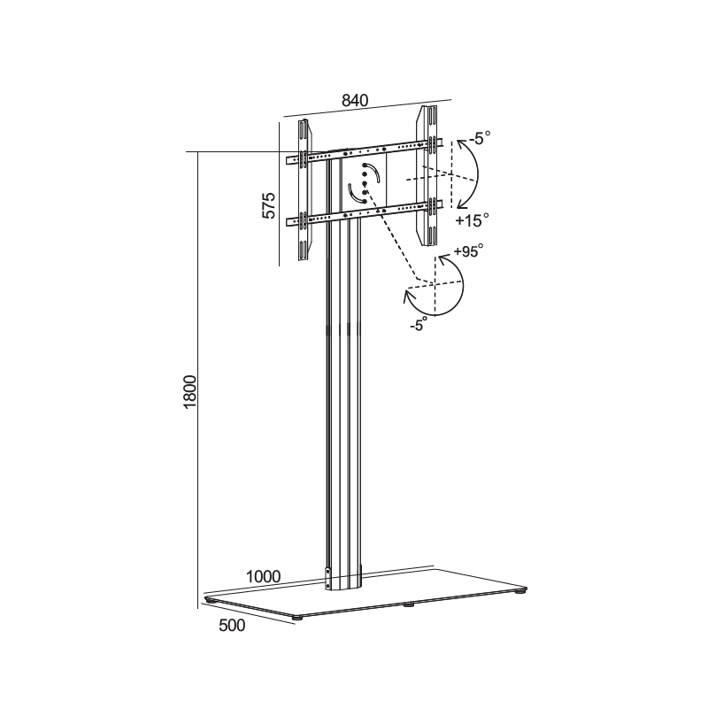 Напольная стойка для ТВ 30-60 дюймов, ландшафт и портрет