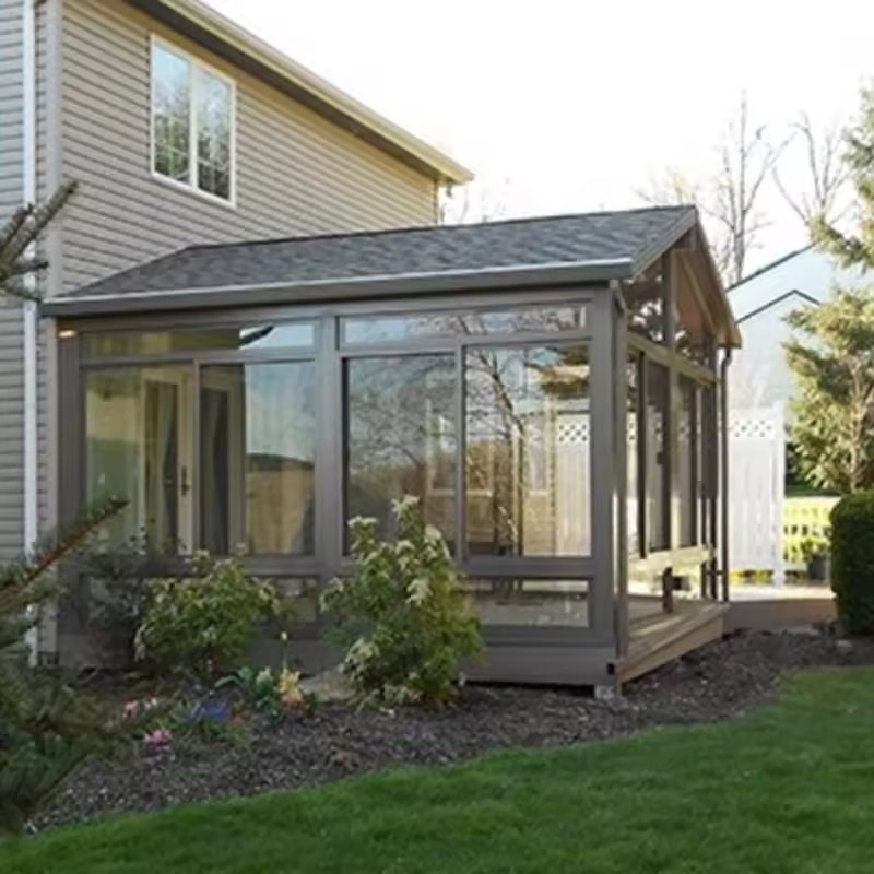 All Season Retractable Sunroom with Double Glazed Insulated Glass Windows