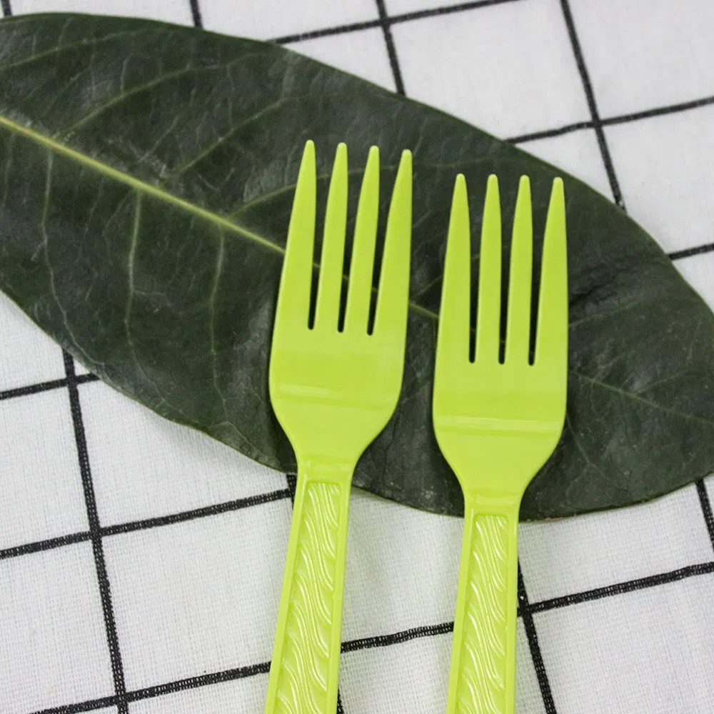Disposable Plastic Cutlery 175mm Length PS Plastic Fork Custom Green for Restaurant