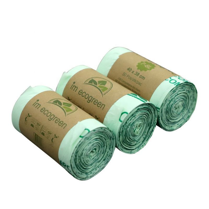 100% Compostable Disposable Custom Printed Scented Drawstring 13 Gallon Kitchen Home Trash Dustbin Plastic Garbage Bags in Roll