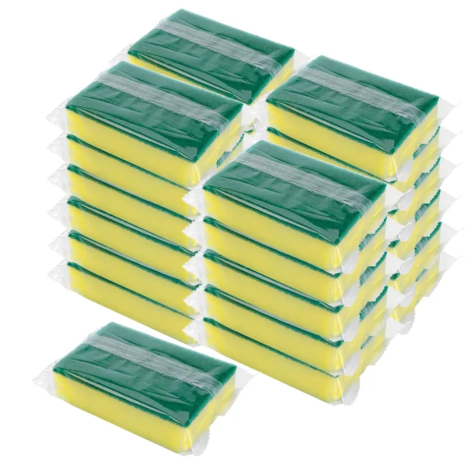 Bonno Individually Wrapped Sponges Kitchen Dishwashing Sponge Bulk Non Scratch Dishes Scouring Pad Dishcloth Odor-Free Sponge