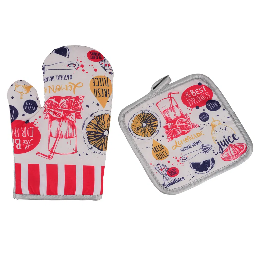 Heat Resistant Silicone Cooking Oven Mitt Print Pattern Rubber Grilling Gloves Oven Glove