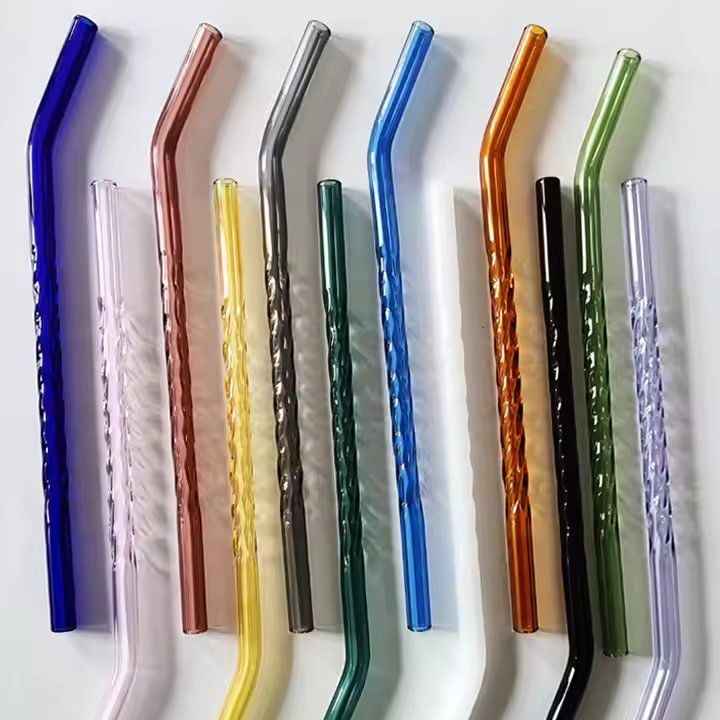 Creative Glass Straw Twist Special Straw Thread Shape Diamond Glass Straw