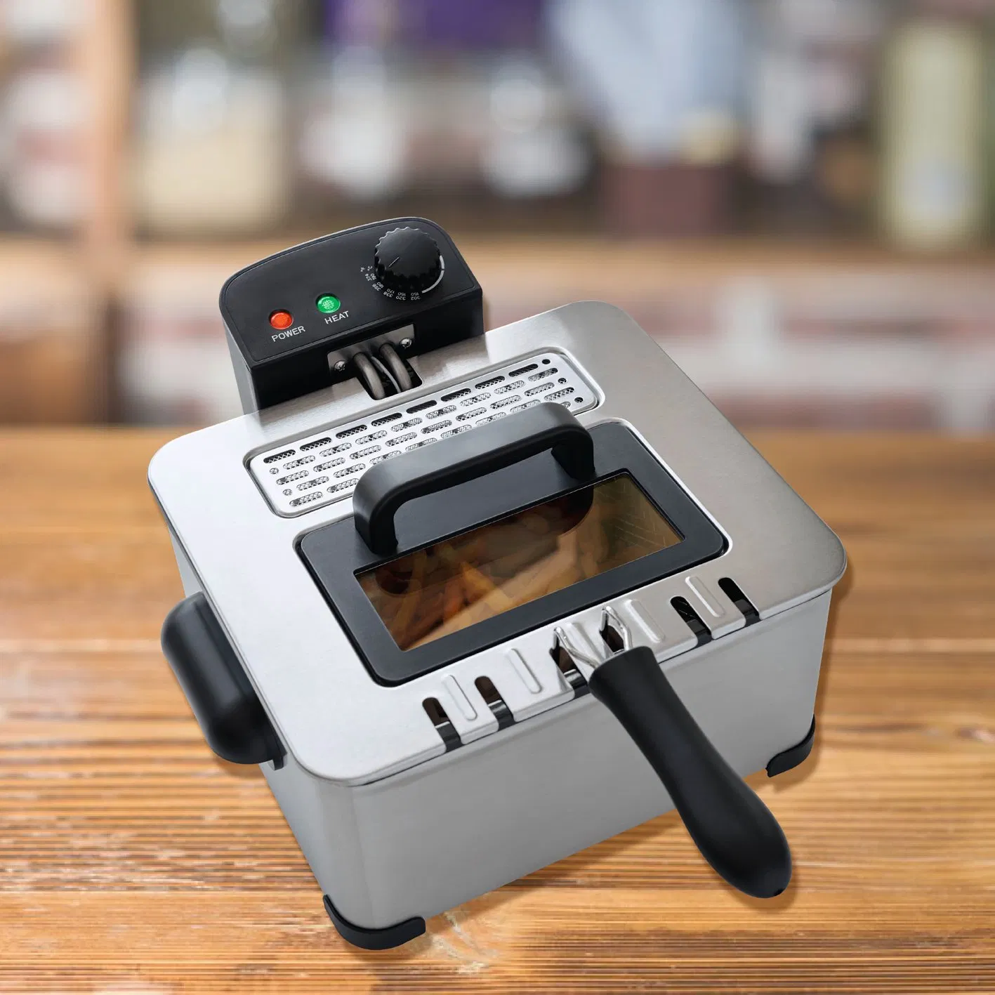 Home Deep Fryer Pot 4 Liter with Stainless Steel Housing Enamel Pot