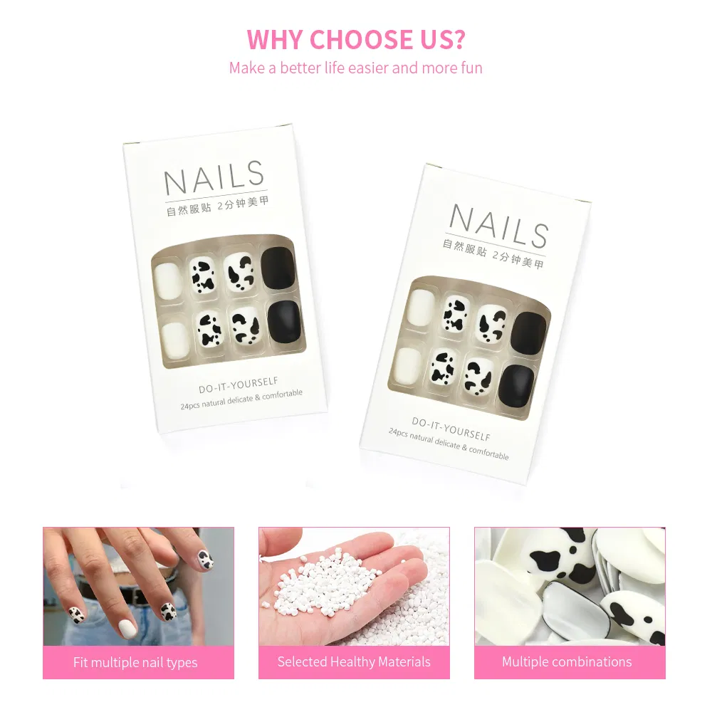 Leopard Pearl Handmade Fake Press on Nails Tips Kit Wearing False Nail Art Decoration Nails Set Product