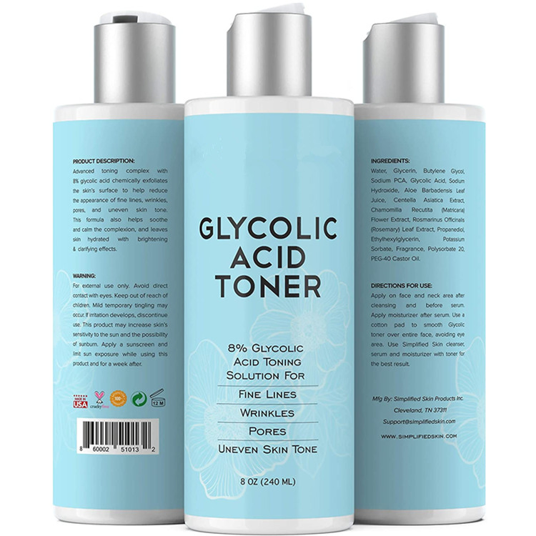 Best Exfoliating Facial Peel 8% Glycolic Acid Toner for Face Anti-Aging & Acne