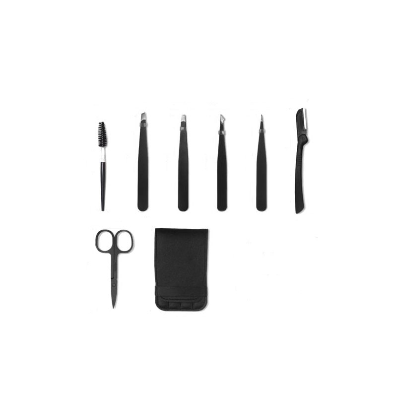 Black Eyebrow Grooming Kit in Zipper Case Beauty Routine Makeup Tool