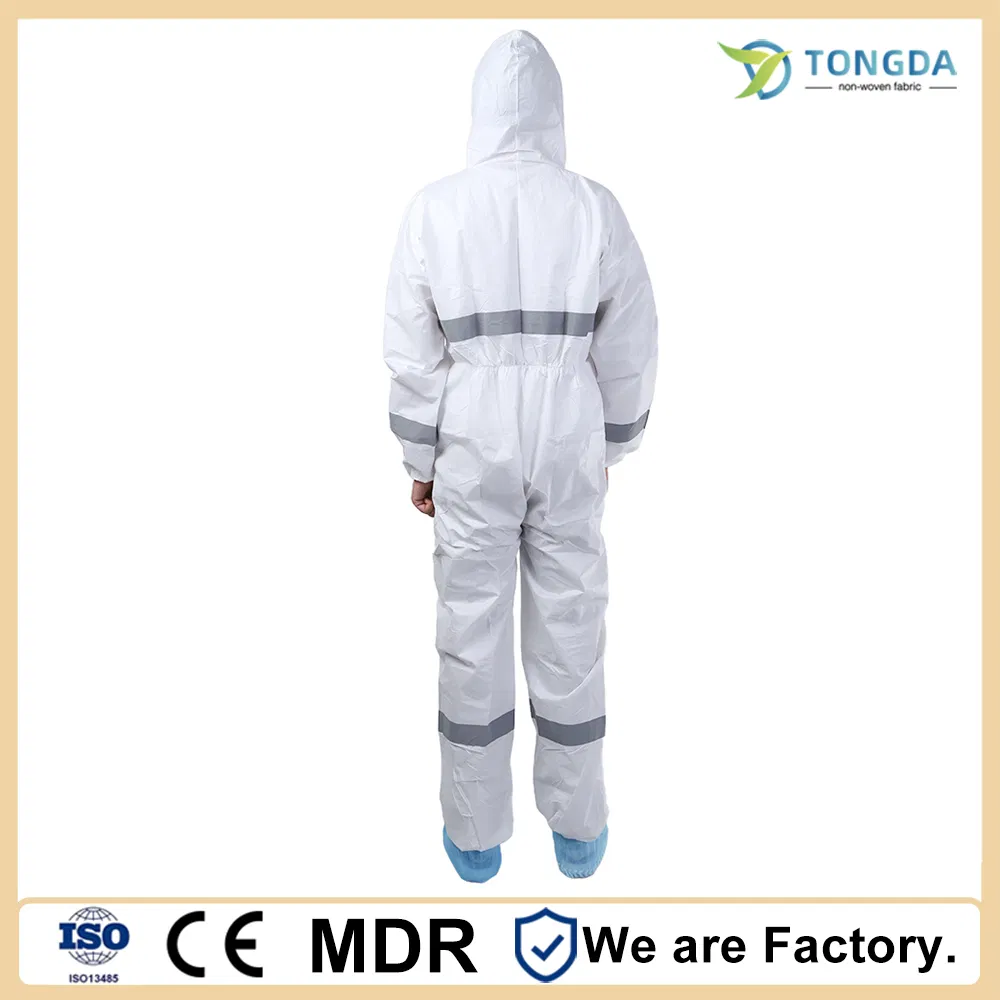 Disposable Microporous Waterproof Protective Clothing One-piece Coverall With Bound Seams