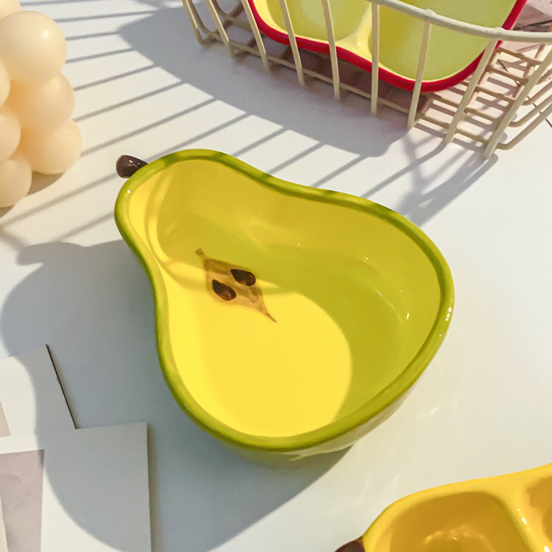 Stackable Fruit Shaped Ceramic Dipping Dish - Space-Saving Apple & Banana Snack Dishes