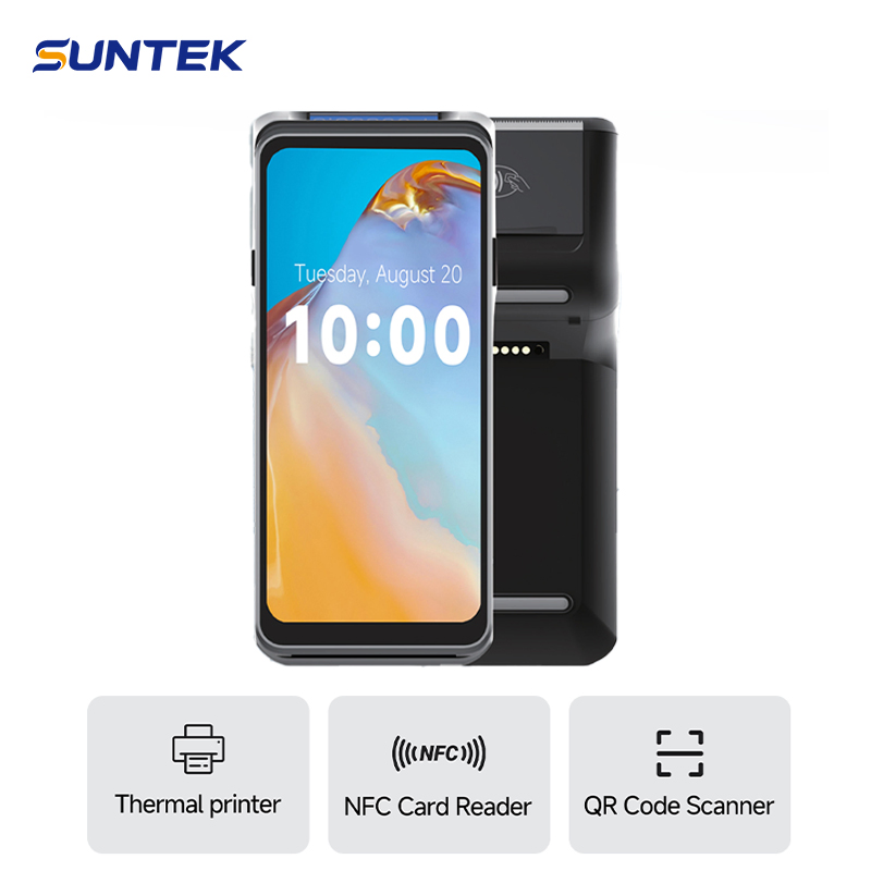 Suntek Android POS Handheld Terminal with Printer Support NFC Card Reader Mobile POS System Machine