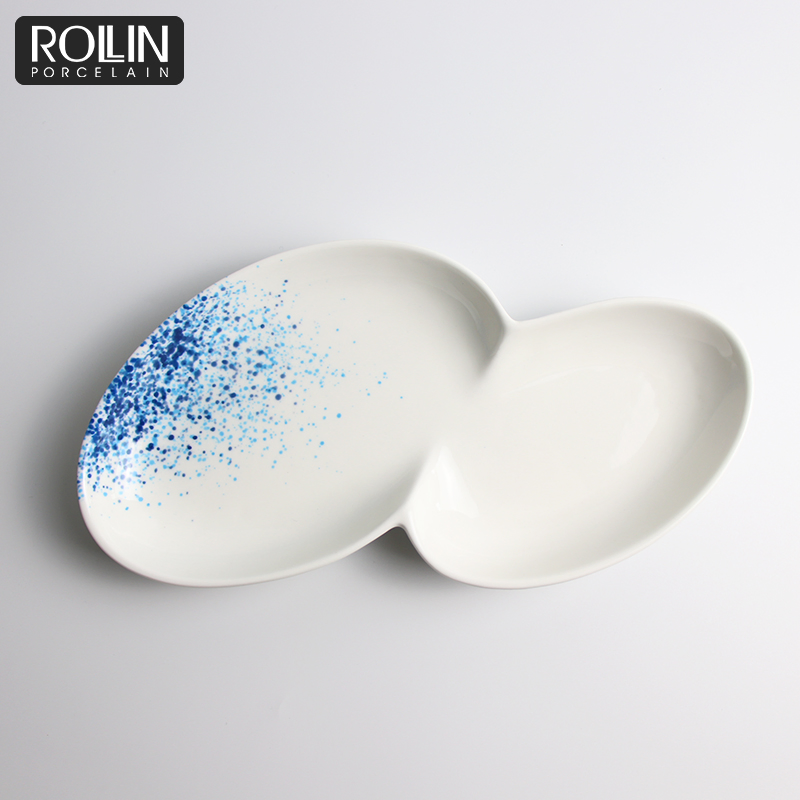Porcelain Color Two Divided Plate for Hotel and Restaurant