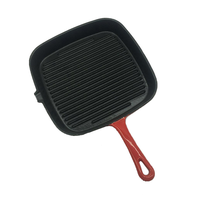 Чугунный гриль-сковорода 24 см квадратная, антипригарная