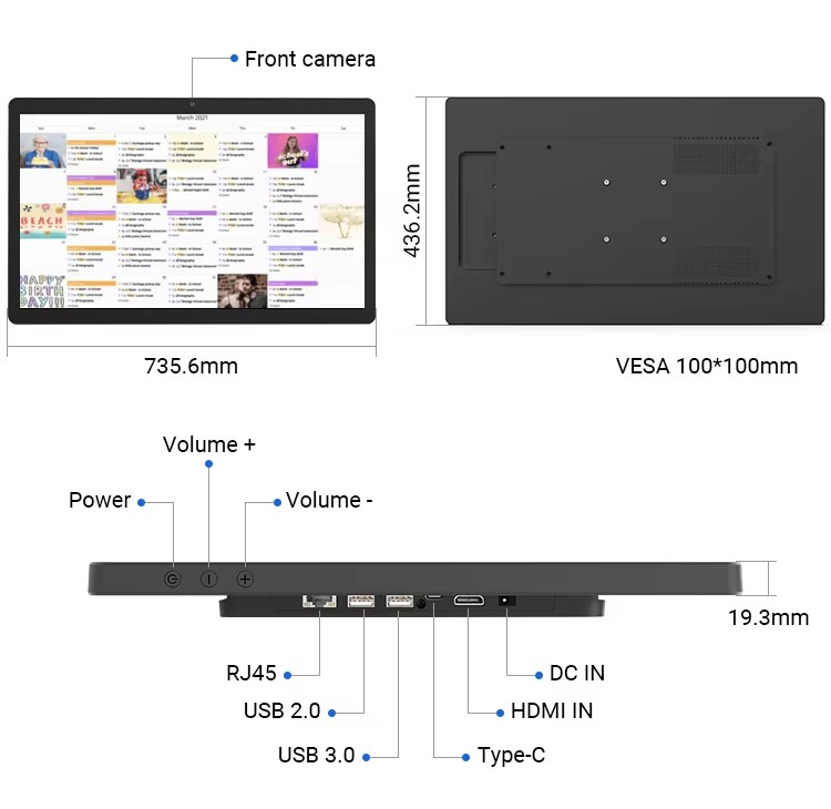 32 Inch Full HD Panel IPS Screen LED Backlight Front Camera 10 Points Capacitive LCD Machine Monitor Touch Screen