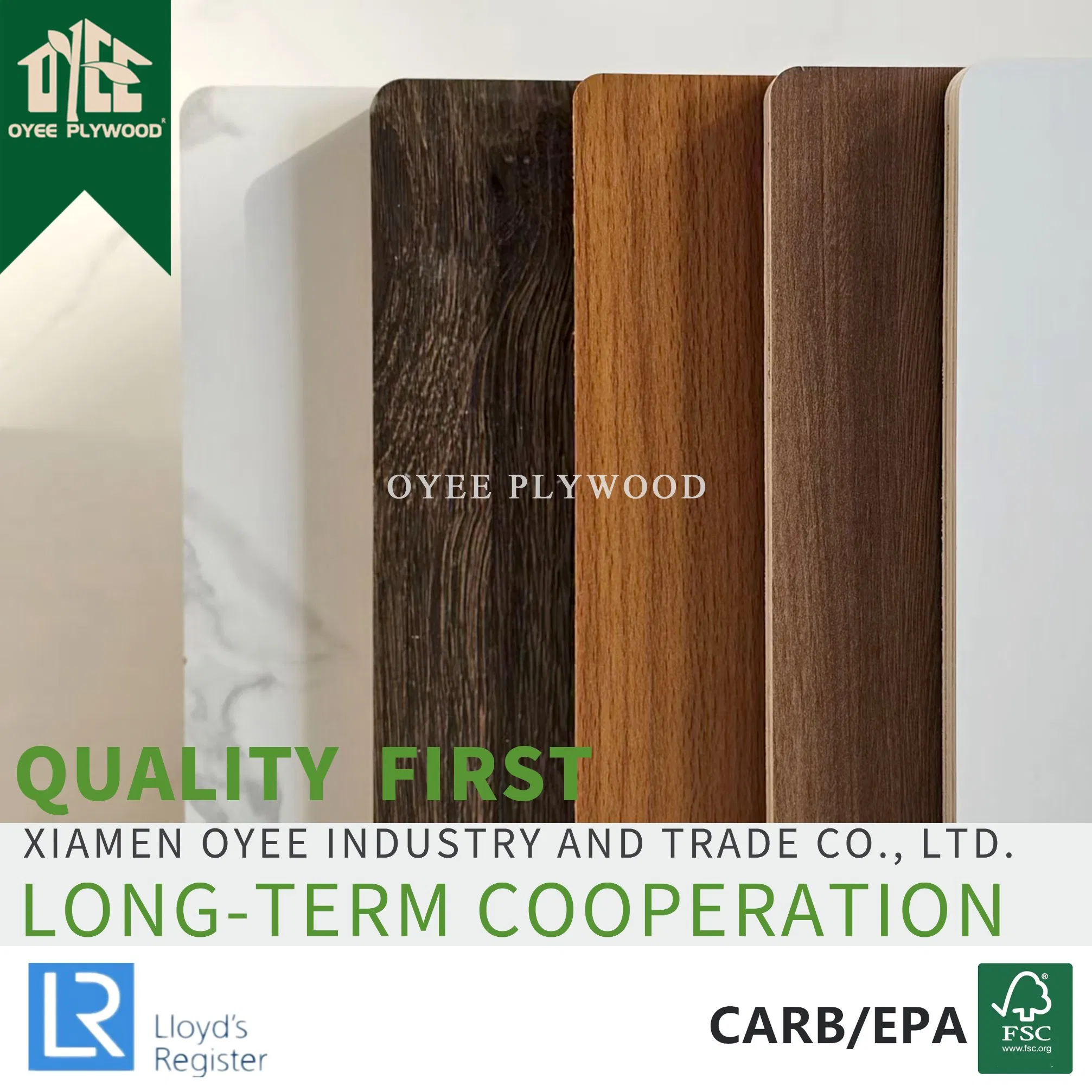 1220*2440 High Quality Melamine/Laminate Plywood with Solid or Wood Grain for Cabinet and Furniture