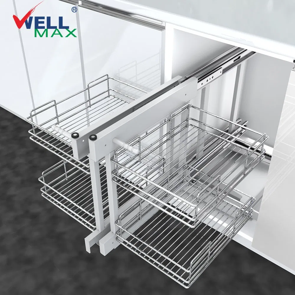 Wellmax Soft Close Stainless Steel Drawer Pull out Kitchen Cabinet Magic Corner Basket