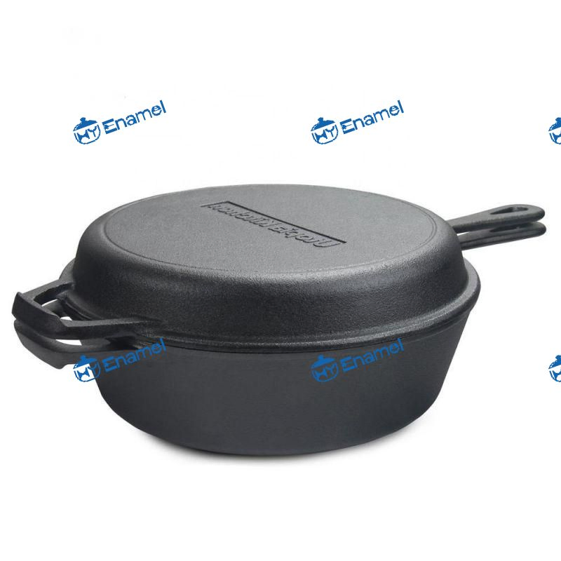 Чугунный казан для молока и тушения с крышкой