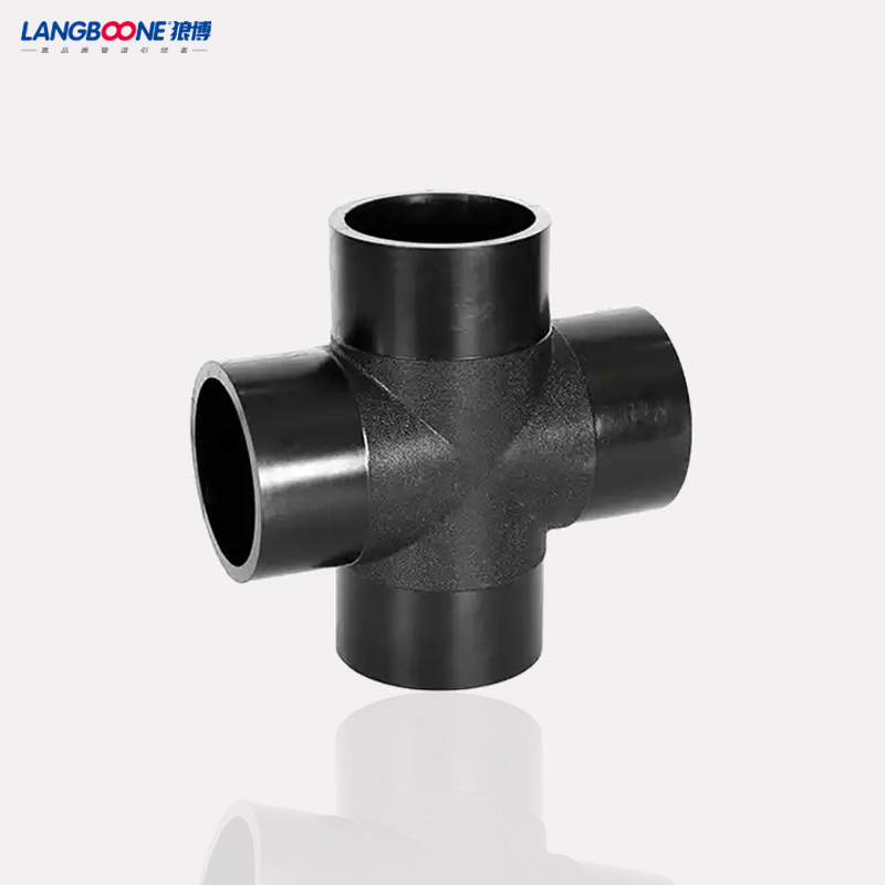 PE80/100 Pipe Fitting HDPE Wear Resistance Butt Fusion Equal Cross Tee