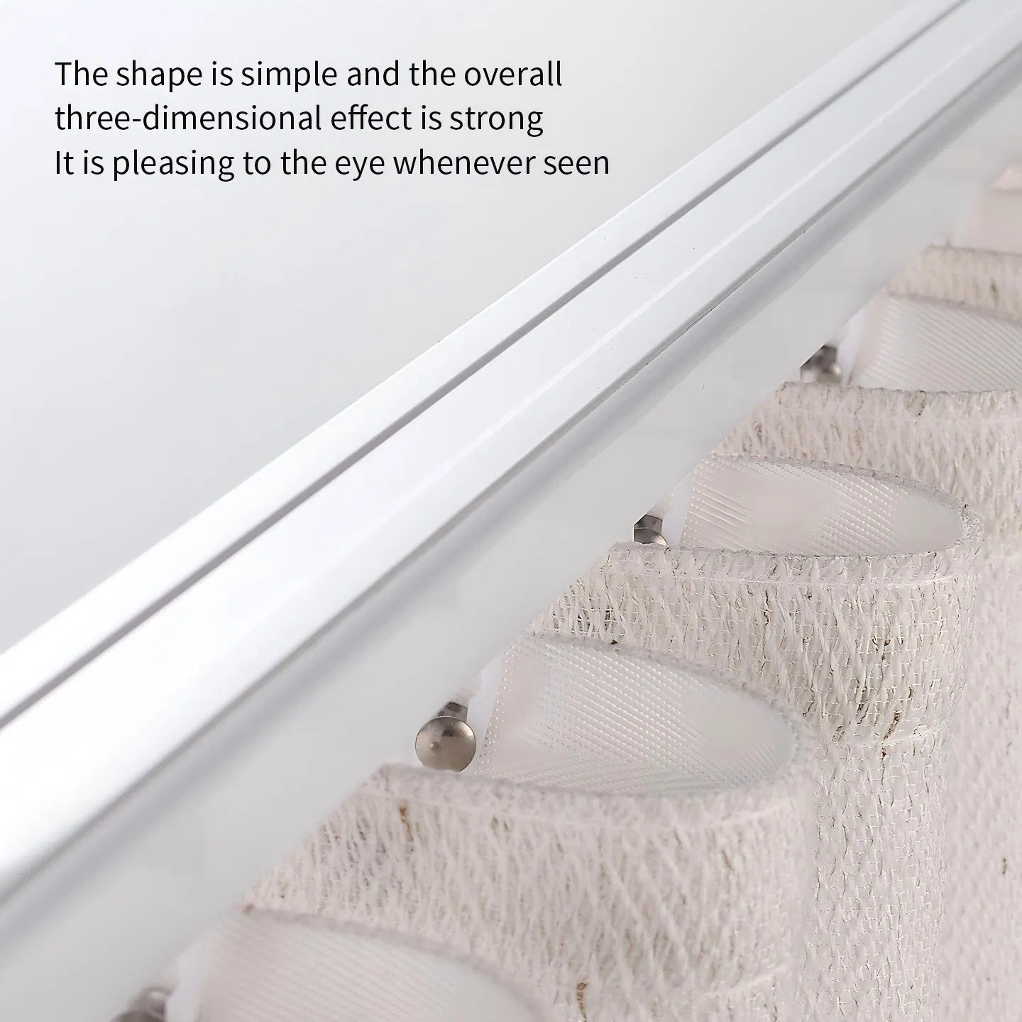 Beautiful and Elegant Windowsill with Wave Shaped Curtains and Dedicated Square Tracks