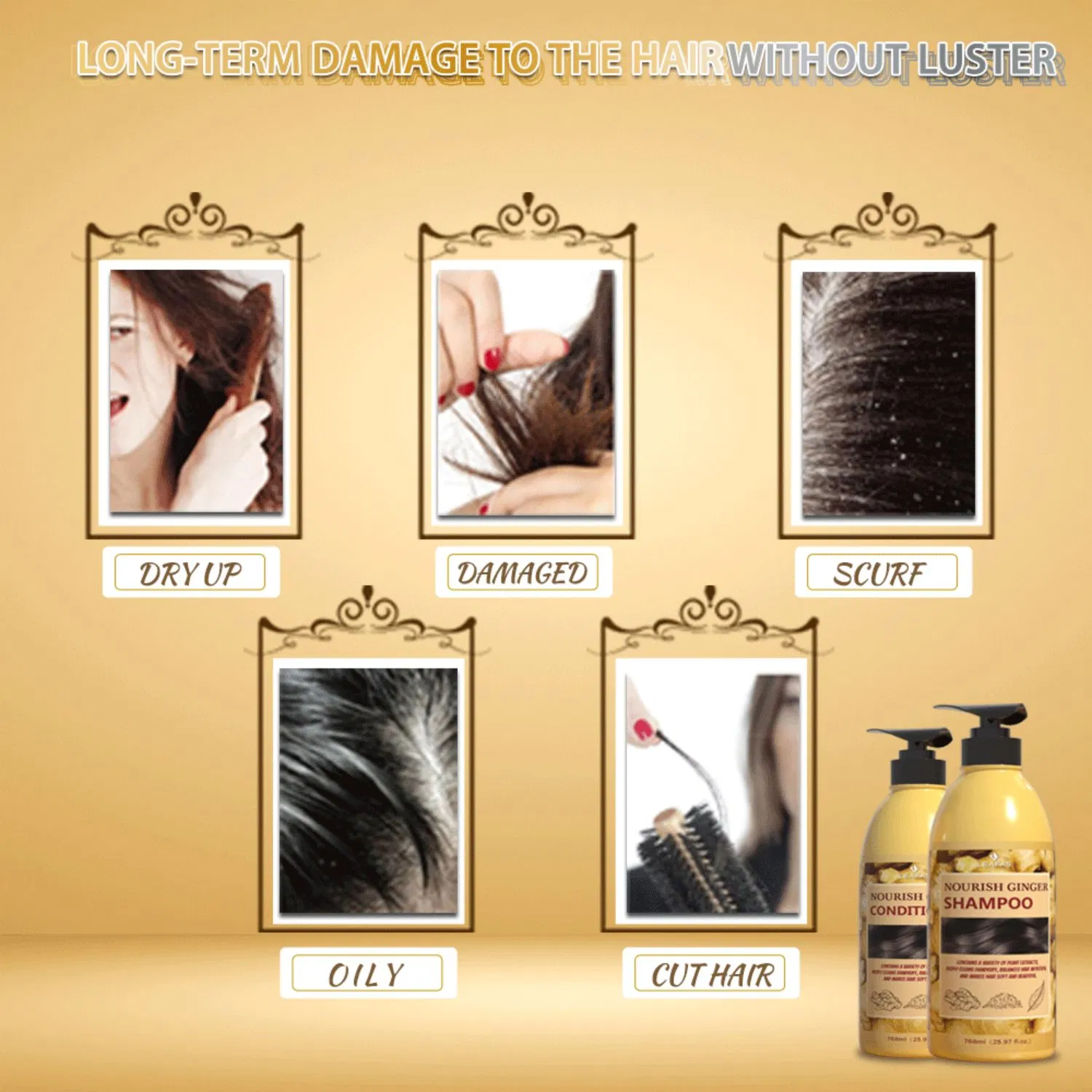 Deep Cleaning Anti-Hair Loss Ginger Shampoo and Conditioner for All Hair Type